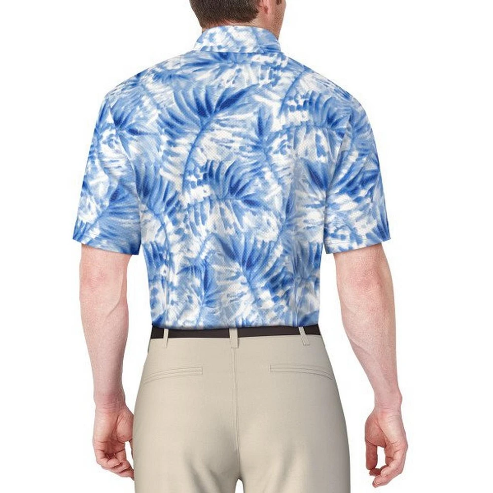 Men's Tropical Leaf Print Short Sleeve Polo