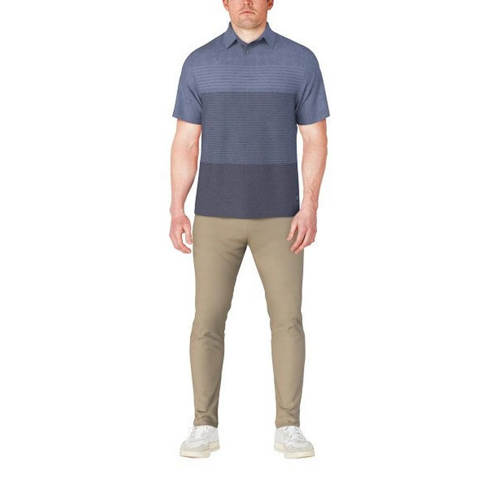 Men's Distressed Stripe Printed Short Sleeve Polo