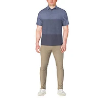 Men's Distressed Stripe Printed Short Sleeve Polo