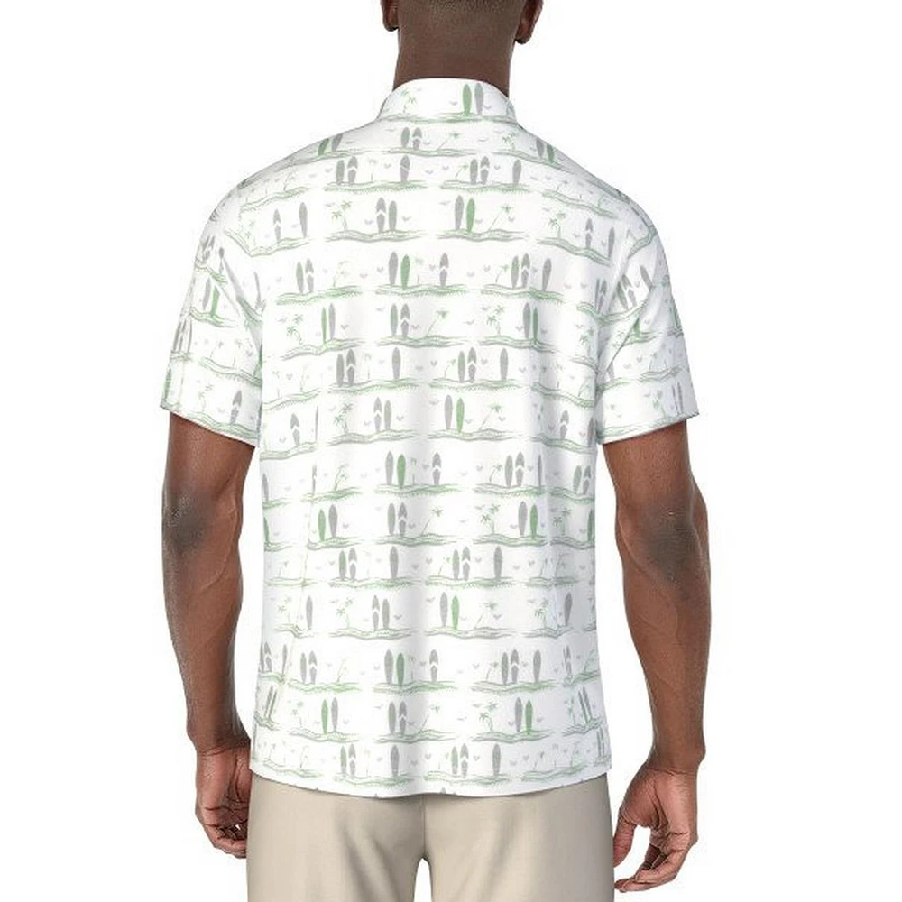 Men's Surfboard Conversational Printed Short Sleeve Polo