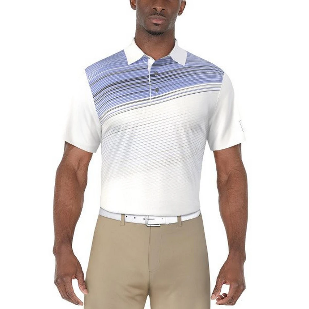 Men's Asymmetric Stripe Printed Short Sleeve Polo