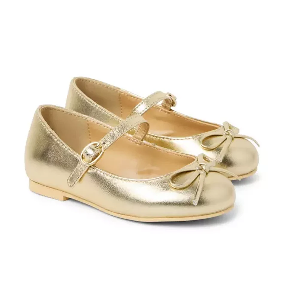 Metallic Bow Ballet Flat