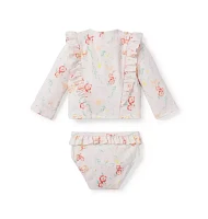 Baby Floral Recycled Rash Guard Set