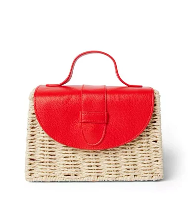 Pebbled Flap Straw Purse