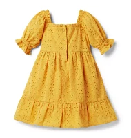 Eyelet Puff Sleeve Dress