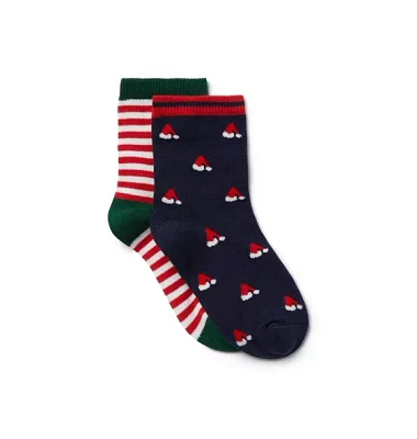 Striped And Santa Hat Sock 2-Pack