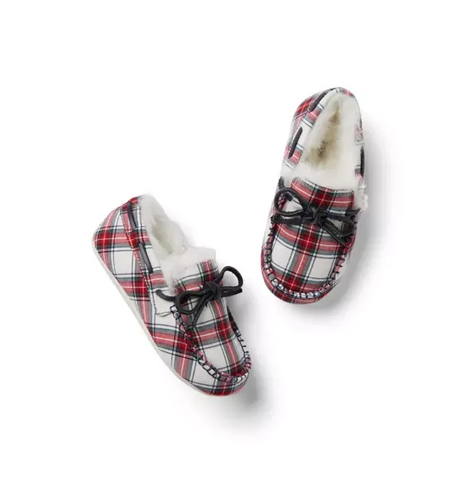 Plaid Faux Fur Slipper