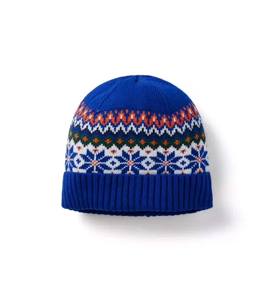 Fair Isle Snowflake Beanie