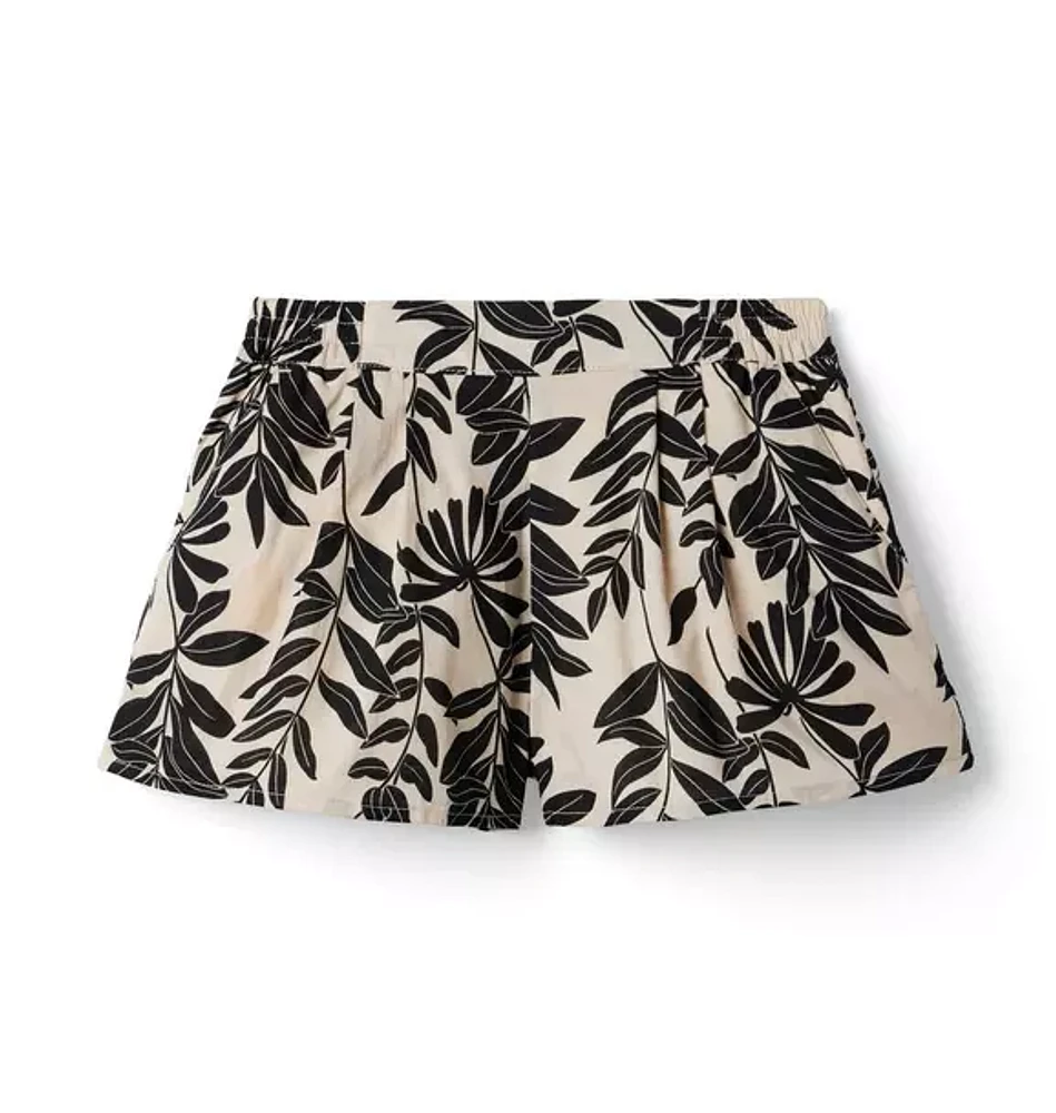 Palm Floral Pull-On Short