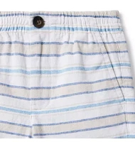 Striped Linen-Cotton Pull-On Short