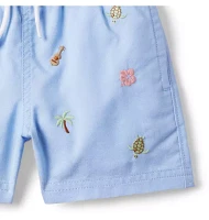 Recycled Embroidered Swim Trunk