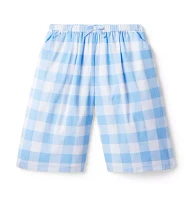 Gingham Wide Leg Cropped Pant