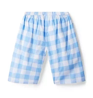 Gingham Wide Leg Cropped Pant