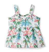 Tropical Floral Bow Top