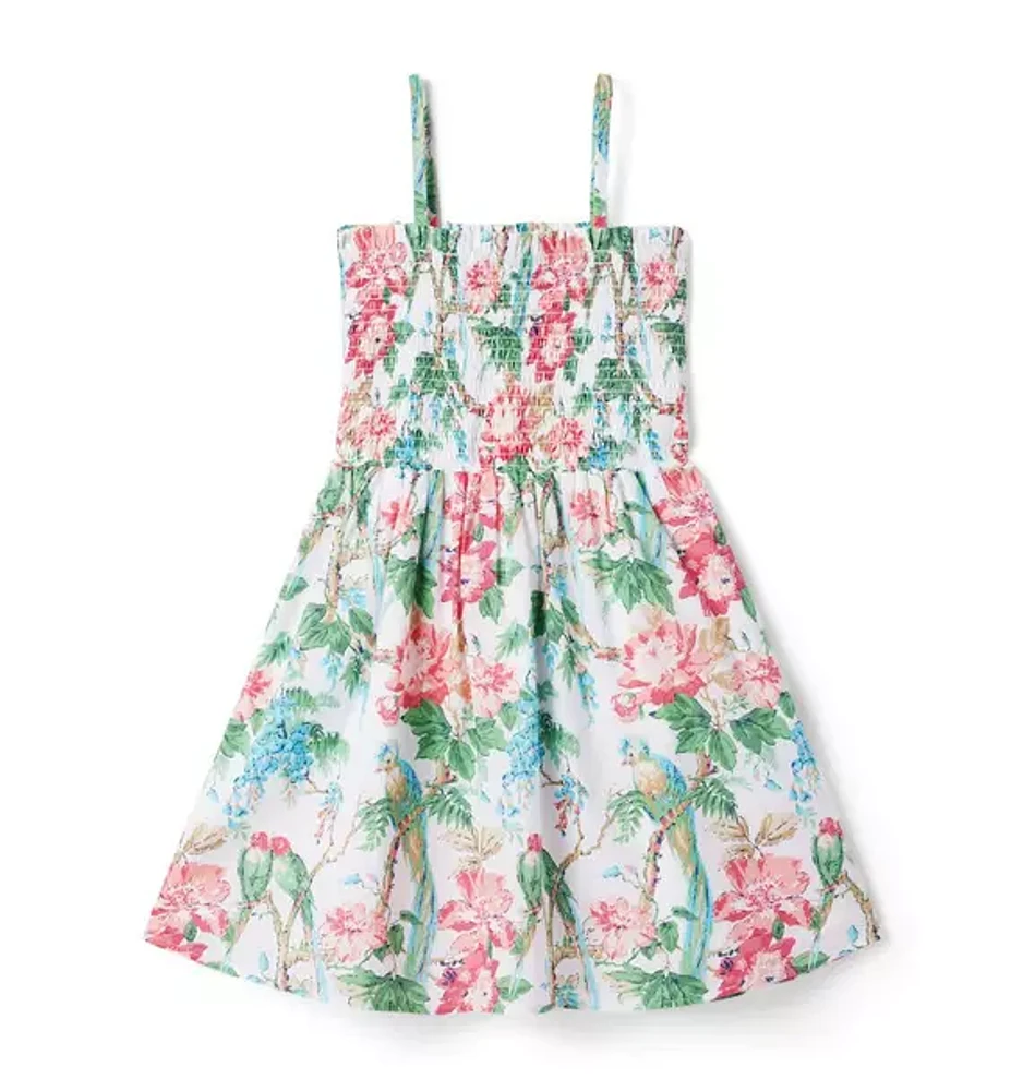 Tropical Floral Smocked Sundress