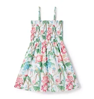 Tropical Floral Smocked Sundress