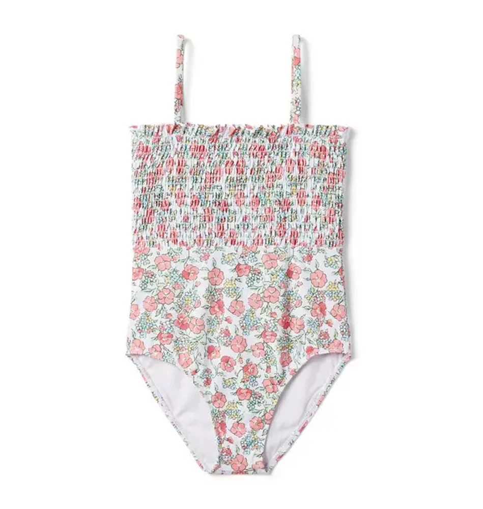 Recycled Floral Smocked Swimsuit