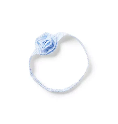 Baby Striped Seersucker Soft Flower Headband