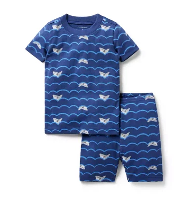 Good Night Short Pajamas Shark Waves