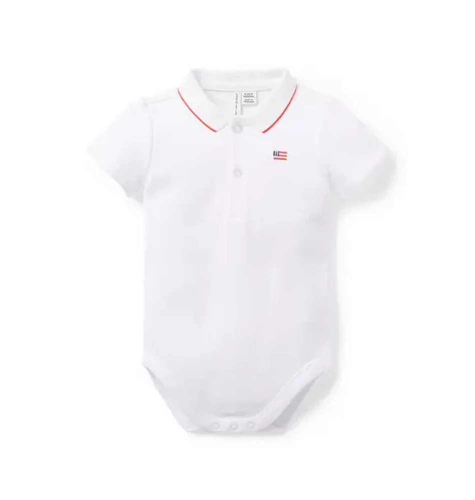 Baby Flag Icon Pique Polo Bodysuit