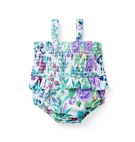 Baby Recycled Floral Smocked Swimsuit