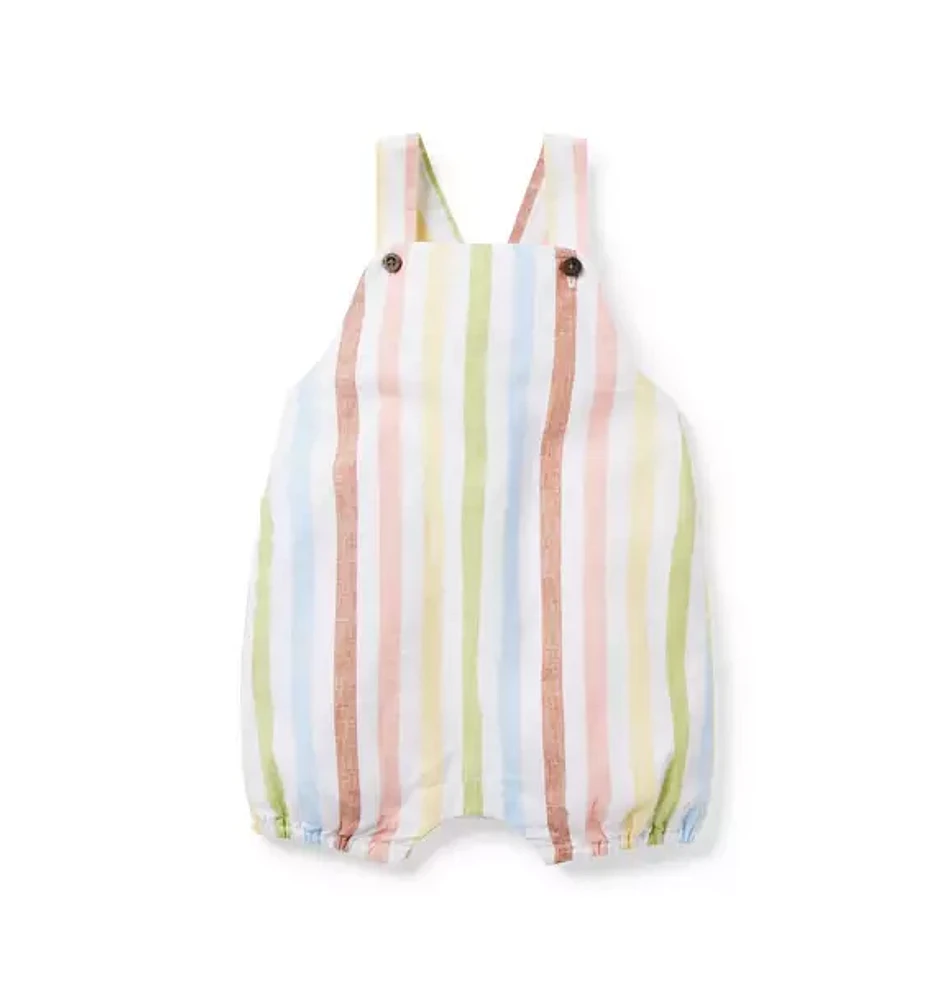 Baby Striped Linen-Cotton Overall