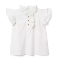 The Ruffle Button Top