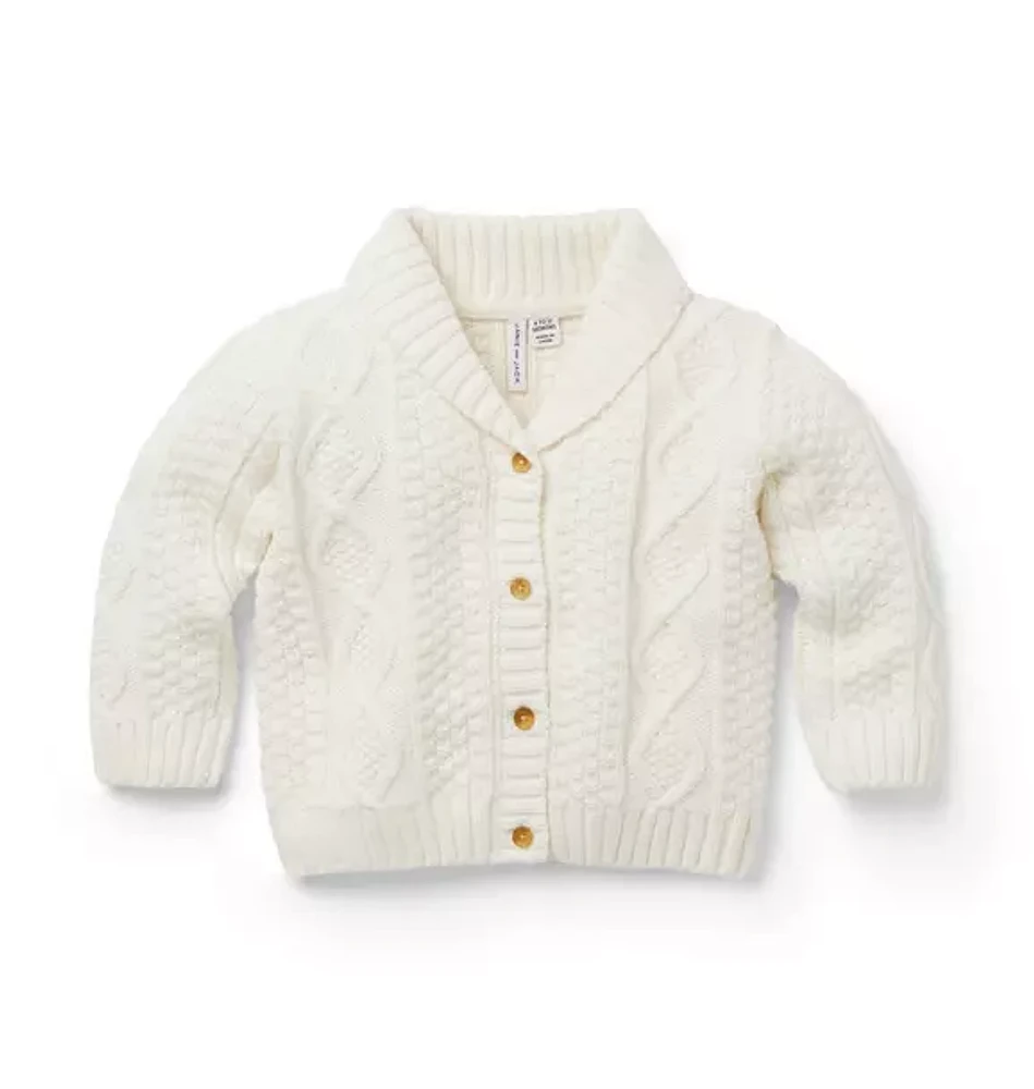 Baby Cable Knit Shawl Collar Cardigan