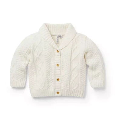 Baby Cable Knit Shawl Collar Cardigan