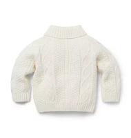 Baby Cable Knit Shawl Collar Cardigan