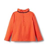 Ruffle Collar Bow Jersey Top