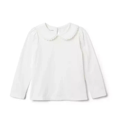 Lace Trim Collar Jersey Top