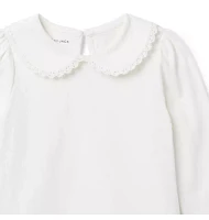 Lace Trim Collar Jersey Top