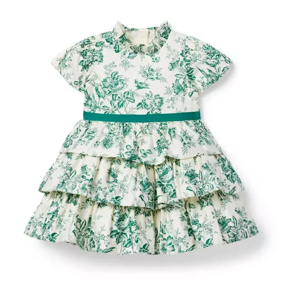 Floral Toile Tiered Dress