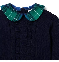 Cable Knit Tartan Collar Sweater