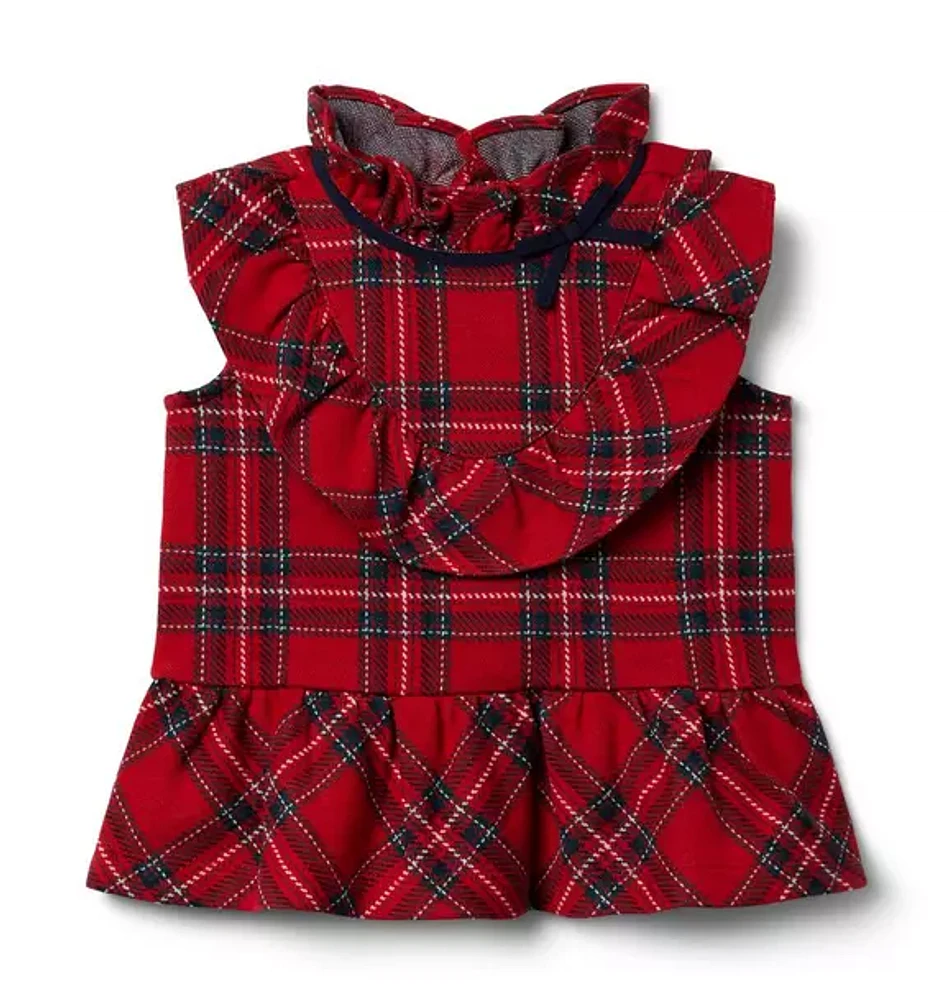 Tartan Ruffle Peplum Top