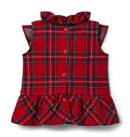 Tartan Ruffle Peplum Top