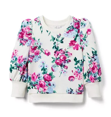 Floral Puff Sleeve Sweatshirt