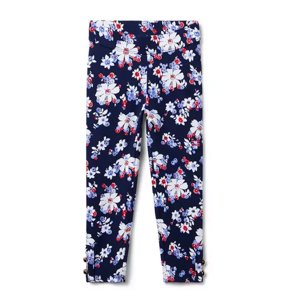 Floral Button Cuff Ponte Pant