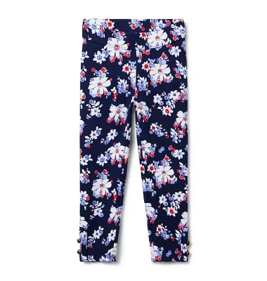 Floral Button Cuff Ponte Pant