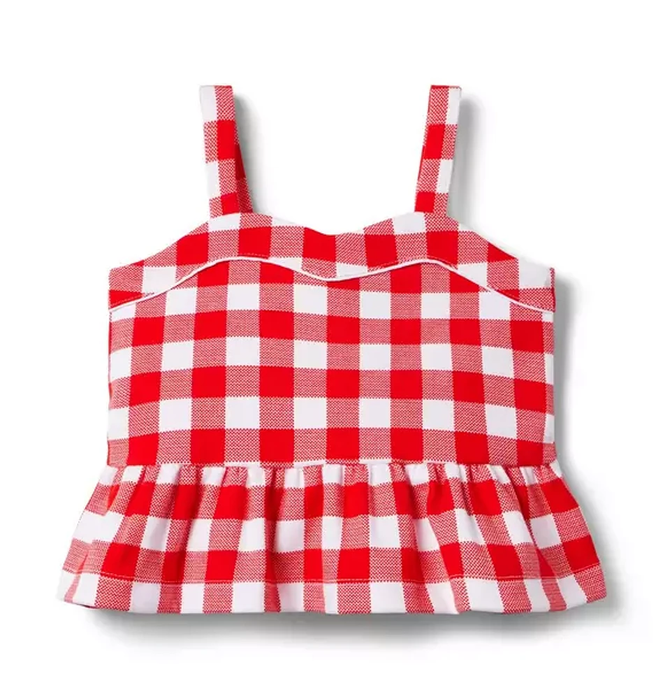 Gingham Peplum Top