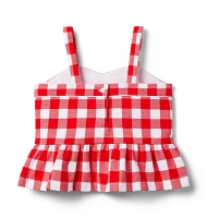 Gingham Peplum Top