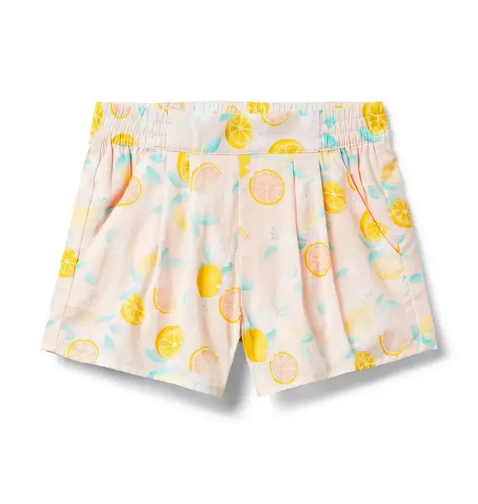 Citrus Floral Pull-On Short