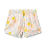 Citrus Floral Pull-On Short