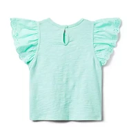 Eyelet Ruffle Sleeve Top