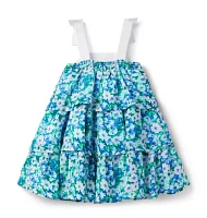 Floral Bow Strap Tiered Dress