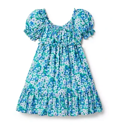 Floral Puff Sleeve Chiffon Dress