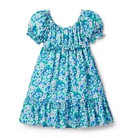 Floral Puff Sleeve Chiffon Dress