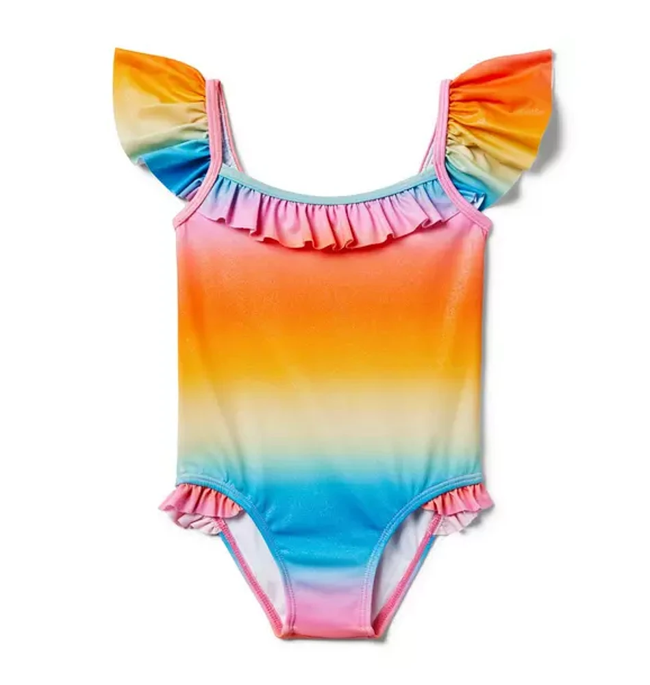 Recycled Rainbow Ruffle Swimsuit