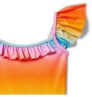 Recycled Rainbow Ruffle Swimsuit